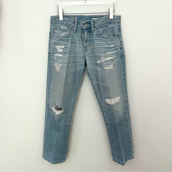 AG Ex-Boyfriend Crop Jeans Denim Pants Distressed Ankle Light Blue Size 26 Reg - Picture 1 of 15